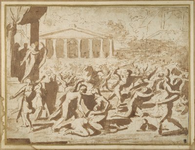 Estudio para el rapto de las sabinas, c.1633 de Nicolas Poussin