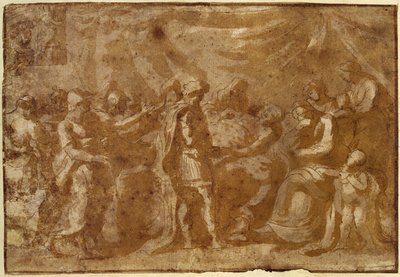 Estudio para la muerte de Germánico (pluma y tinta sobre papel) de Nicolas Poussin