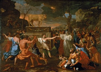 La adoración del becerro de oro ... de Nicolas Poussin