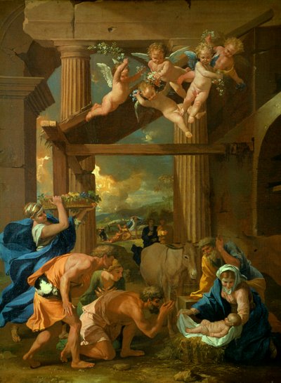 La adoración de los pastores de Nicolas Poussin