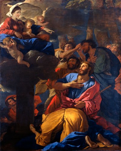 La aparición de la Virgen a Santiago el Mayor, c1629-1630 de Nicolas Poussin