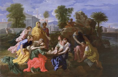 El hallazgo de Moisés (óleo sobre lienzo) de Nicolas Poussin