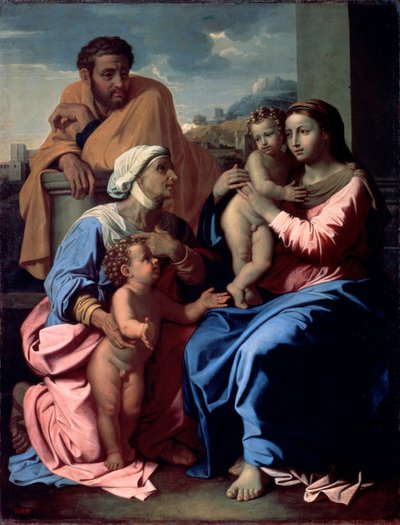 La Sagrada Familia con Juan el Bautista y Santa Isabel, 1644-1655 de Nicolas Poussin