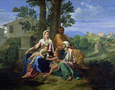 La Sagrada Familia con SS. Juan, Isabel y el Niño Juan Bautista de Nicolas Poussin