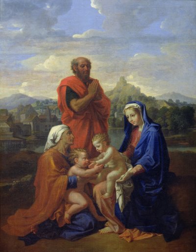 La Sagrada Familia con San Juan, Santa Isabel y San José rezando, 1656 de Nicolas Poussin