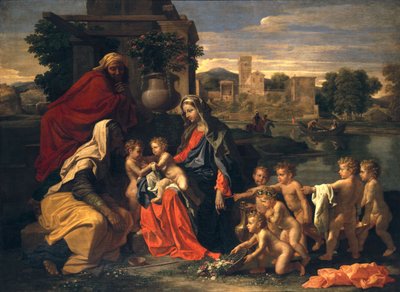 La Sagrada Familia con el Niño San Juan Bautista y Santa Isabel de Nicolas Poussin