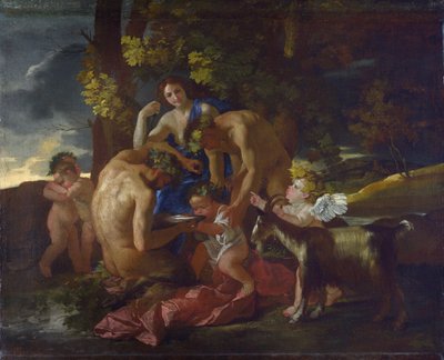 La crianza de Baco, c.1628-29 de Nicolas Poussin