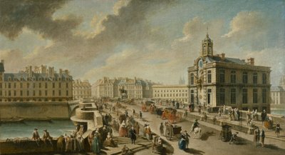 Pont-Neuf y la Bomba Samaritana, vistos desde el Quai de la Mégisserie de Nicolas Raguenet