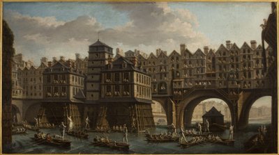 La justa de los marineros, entre el Puente de Notre-Dame y el Puente del Cambio de Nicolas Raguenet