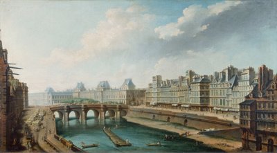 Vista del palacio del Louvre, del puente Nuevo y del muelle de Orfevres desde el muelle de los Grandes Agustinos, hacia 1760 (óleo sobre lienzo) de Nicolas Raguenet