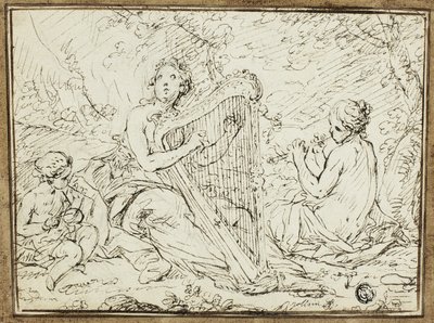 Ninfas tocando instrumentos musicales de Nicolas Rene Jollain