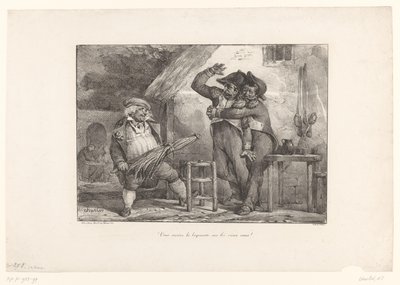 Un ciudadano se burla de dos soldados borrachos en un pub
¡Vous croisez la bayonnette sur les vieux amis! (título en el objeto) de Nicolas Toussaint Charlet