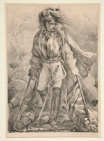 Coracero francés que lleva una bandera de Nicolas Toussaint Charlet
