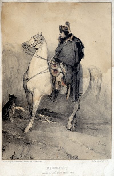 Retrato ecuestre de Napoleón I Bonaparte, General en Jefe del Ejército de Italia de Nicolas Toussaint Charlet