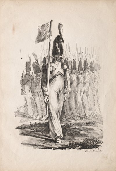 Trajes militares: Carabineros Sargento, Guía General, 1817-1818 de Nicolas Toussaint Charlet