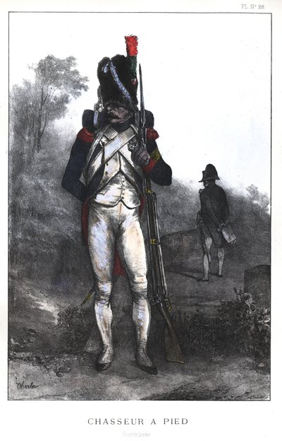 Guerras Napoleónicas, Cazador a pie de la Guardia Imperial con uniforme completo, 1845 de Nicolas Toussaint Charlet