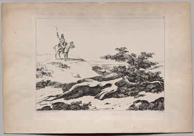 Soldier on Horse in Landscape de Nicolas Toussaint Charlet