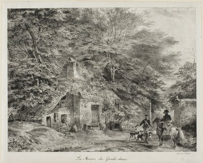 La cabaña del guardabosque, del Álbum de 1826 de Nicolas Toussaint Charlet