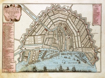 Mapa de Ámsterdam. Atlas de Nicolas de Fer (1646-1720), París 1700. de Nicolas de Fer