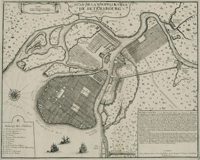 Mapa de Petersburgo, 1717 de Nicolas de Fer