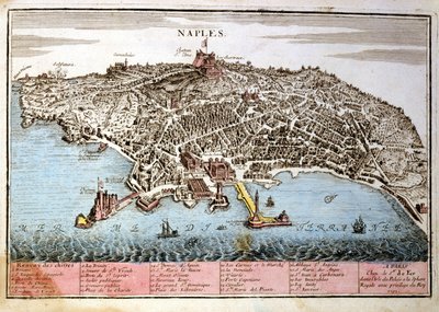 Mapa de la ciudad de Nápoles. Mapa de Le Fer de Nicolas de Fer