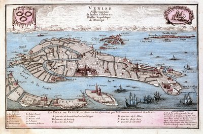 Mapa de la ciudad de Venecia. Mapa de Le Fer de Nicolas de Fer