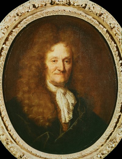 Medaillon del poeta Jean de La Fontaine ... (pintura sobre lienzo) de Nicolas de Largillière