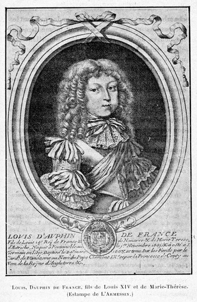 Cabanès, Educación de los Príncipes012 Luis, Delfín de Francia, hijo de Luis XIV y María Teresa de Nicolas de Larmessin