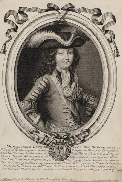Retrato grabado de Luis, Duque de Borgoña (1682-1712) de Nicolas de Larmessin