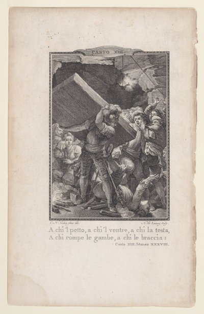 Canto 13, Estrofa 38, de Orlando Furioso, 1772-74 de Nicolas de Launay