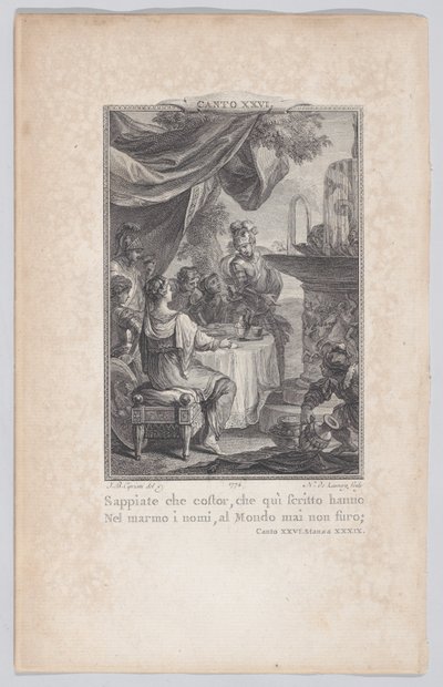 Canto 26, Estrofa 39, de Orlando Furioso, 1774 de Nicolas de Launay