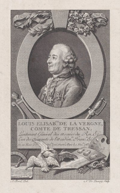 Retrato de Louis Elisabeth de La Vergne, Conde de Tressan, 1783-92 de Nicolas de Launay