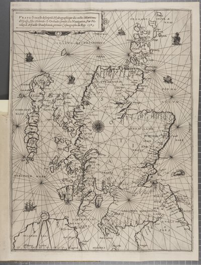 Mapa, de La Navegación del Rey Jacobo V, alrededor de Escocia, las Islas Orcadas y las Hébridas o Islas Occidentales: Bajo la Conducción de Ese Excelente Piloto Alexander Lindsay de Nicolas de Nicolay