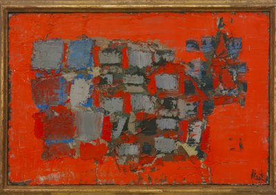 Composición sobre fondo rojo de Nicolas de Staël