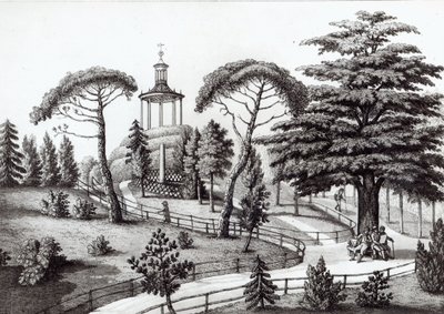 El Laberinto del Jardin des Plantes, París, grabado por François Aubertin (1773-1821) de Nicolas the Younger Huet