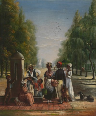 Sirvientes en una bomba, ca. 1840 de Nicolino Calyo