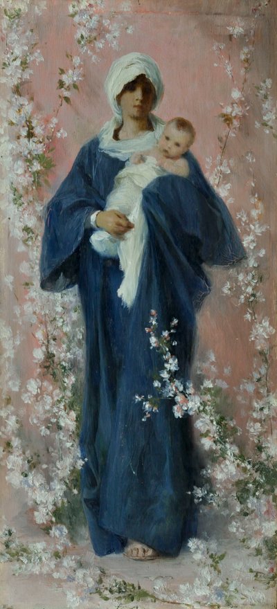 Madonna de primavera (óleo sobre tabla) de Nicolo Barabino