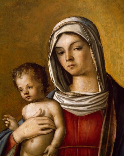 Madonna y Niño, Panel Central del Tríptico con Madonna y Niño, San Alberto y San Sebastián de Nicolo Rondinelli