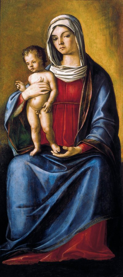Madonna y Niño, Panel Central del Tríptico con Madonna y Niño, San Alberto y San Sebastián de Nicolo Rondinelli
