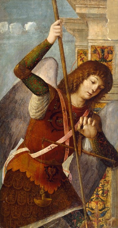 Panel de tríptico con el Arcángel Miguel, 1490-1500 de Nicolo Rondinelli