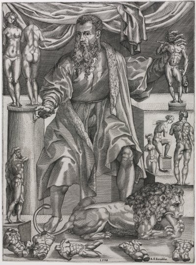 Retrato de Baccio Bandinelli con León de Nicolo della Casa