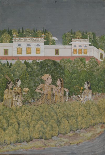 Príncipe y damas en un jardín de Nidha Mal