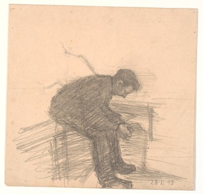 Hombre sentado con las manos cruzadas de Niels Jakob Jakobsen Bjerre