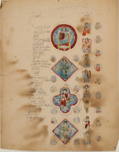 Copias de mosaicos paleocristianos, y notas sobre los colores de Niels Larsen Stevns