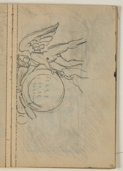 Estudio de ángel con medallón, probablemente después de un modelo de Niels Larsen Stevns