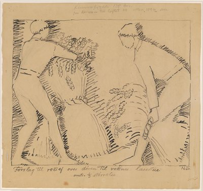 Dos hombres con gavillas de trigo de Niels Larsen Stevns