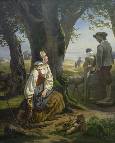 Kirsten Svendsdatter encuentra el Cuerno de Oro en Gallehus el 20 de julio de 1639 de Niels Simonsen