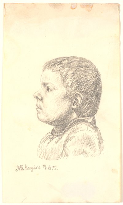 Retrato de niño de perfil hacia la izquierda de Niels Skovgaard