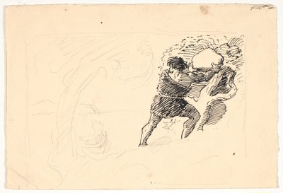 Polifemo lanzando piedras al barco de Odiseo de Niels Skovgaard