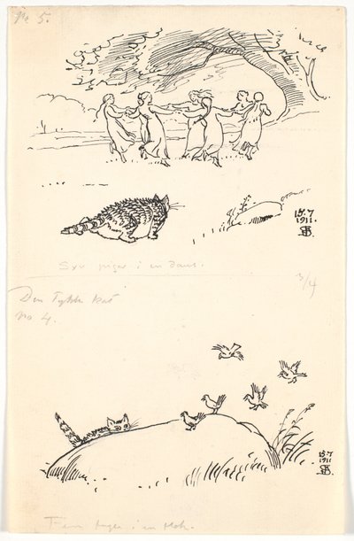 Dos bocetos para "El gato gordo" de Niels Skovgaard